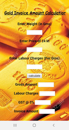 Android application Gold Calculator screenshort