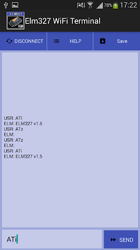 Android application Elm327 WiFi Terminal OBD screenshort