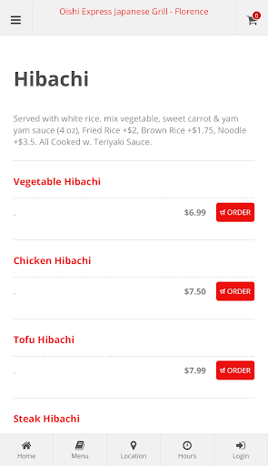 Oishi Express Florence Order Screen 3
