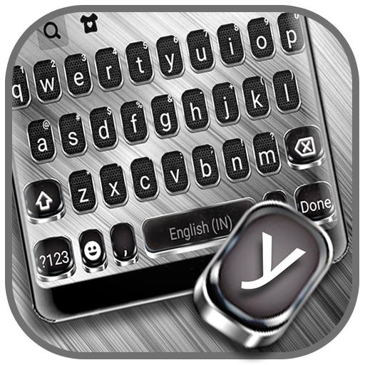 Metallic Silver Keyboard Backg logo
