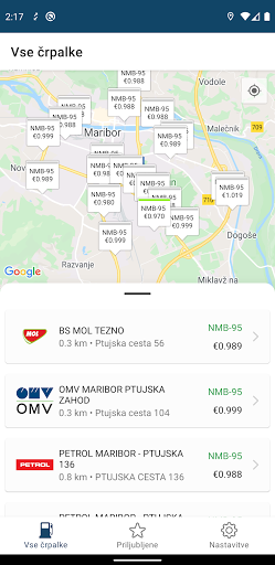 Android application Cene Goriva Slovenija screenshort