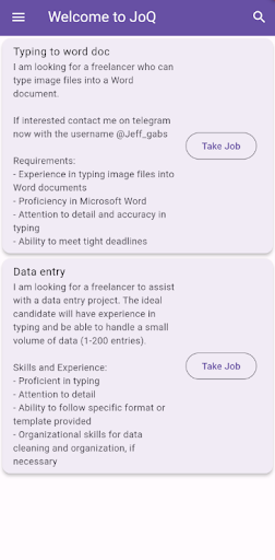Android application JoQ screenshort
