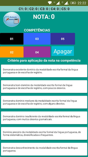 Android application Calculadora de Redação ENEM - screenshort
