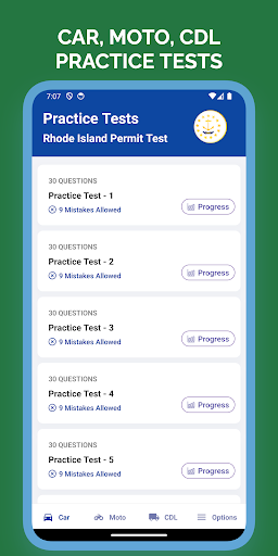 Android application RI Permit Test Practice screenshort