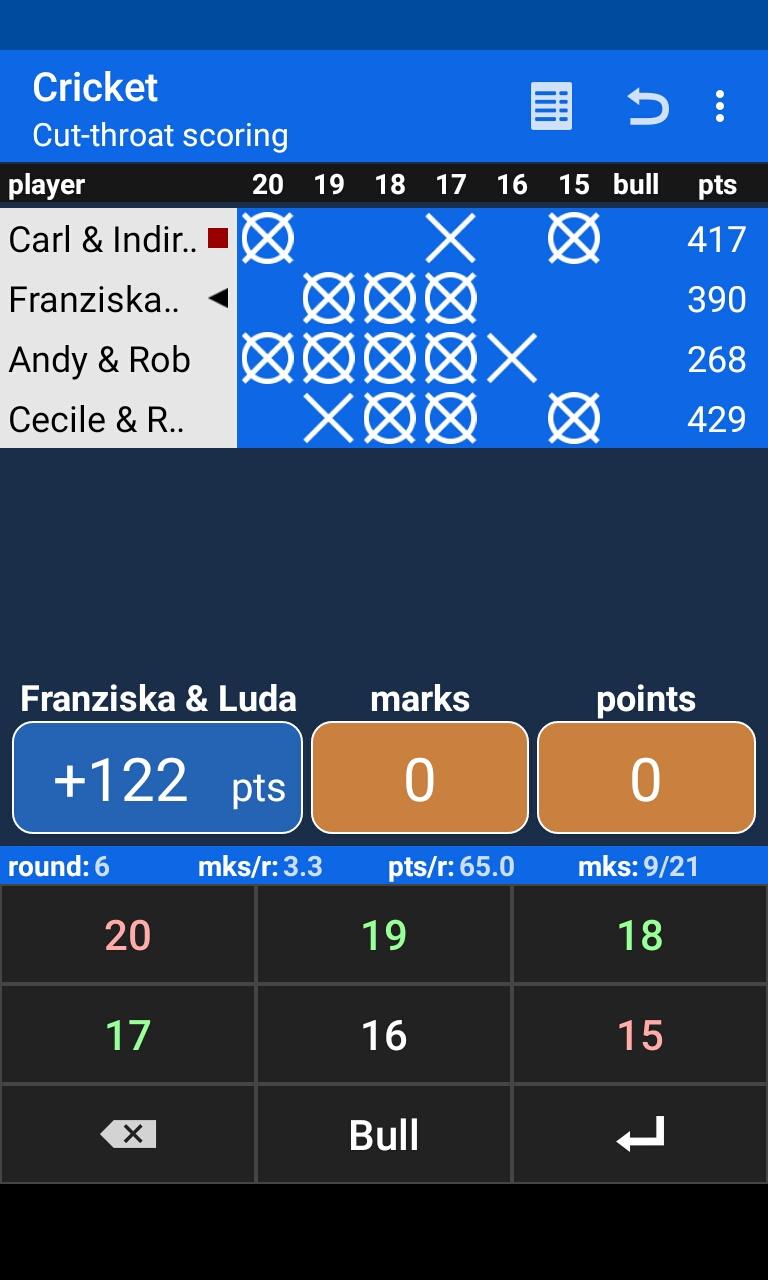 Android application Darts Scoreboard screenshort