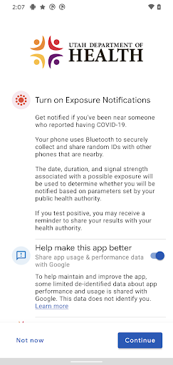 UT Exposure Notifications screenshot for Android