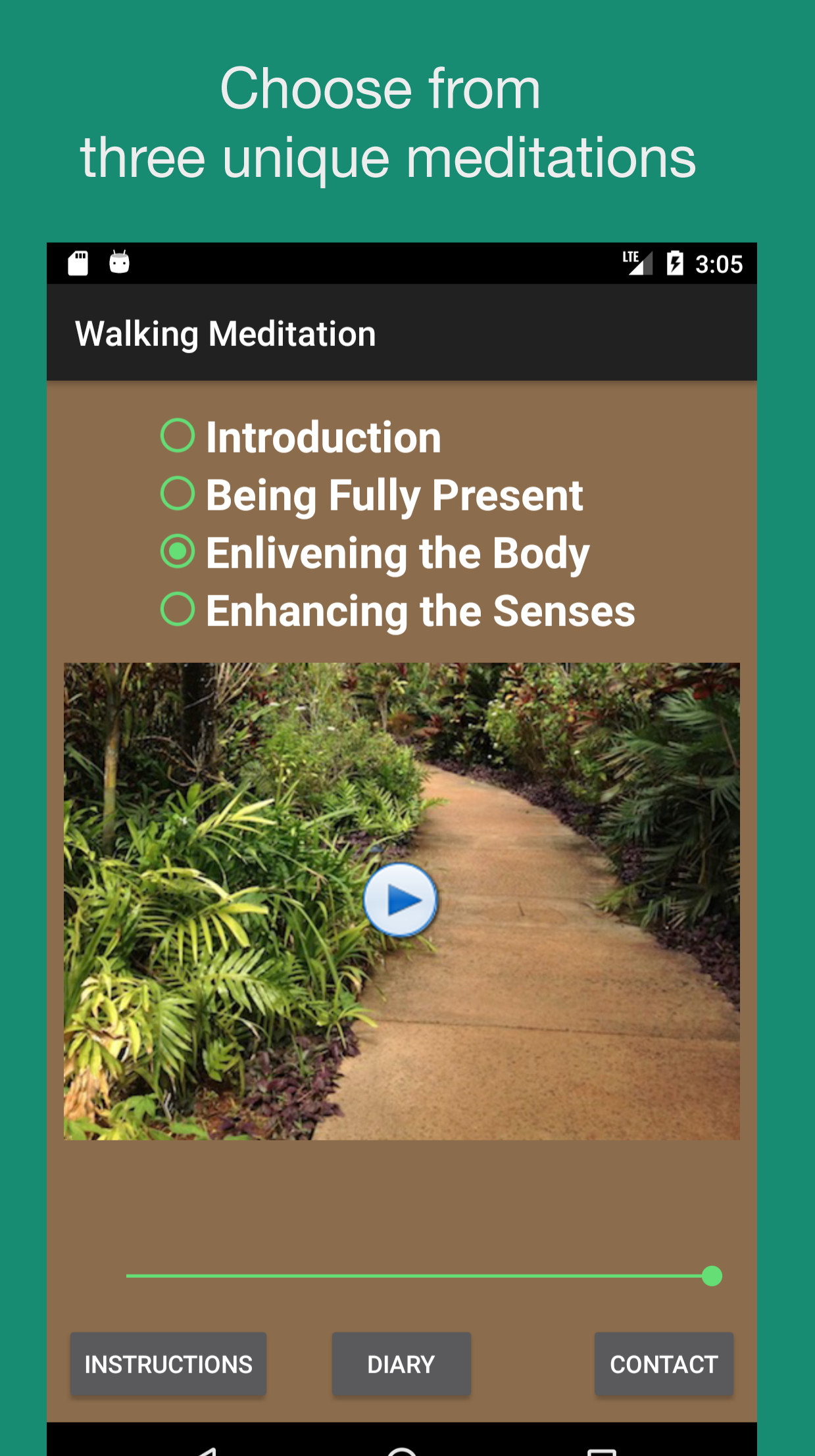Android application Walking Meditations screenshort