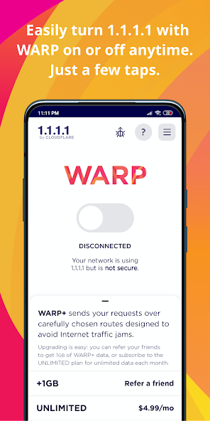 1.1.1.1 + WARP: Safer Internet MOD Screenshot