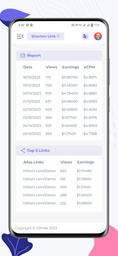 V2Links: Share Link & Earn Screen 3