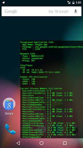 Android application Floating Info screenshort