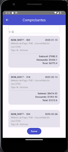 Sumadora de CFDI Screen 2