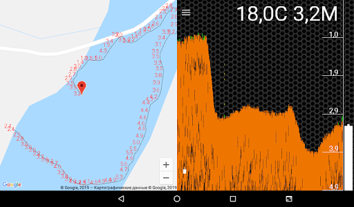 Screenshot of XFishFinder sonar fish finder