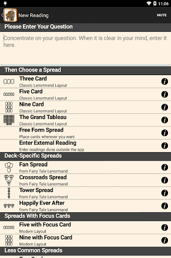Screenshot of Fairy Tale Lenormand