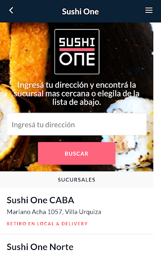 Android application Sushi One screenshort