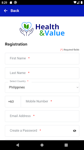 Android application Health&Value screenshort