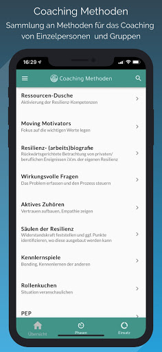 Android application Coaching Methoden screenshort