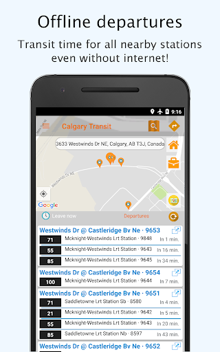 Android application Calgary Transport Live/Offline screenshort