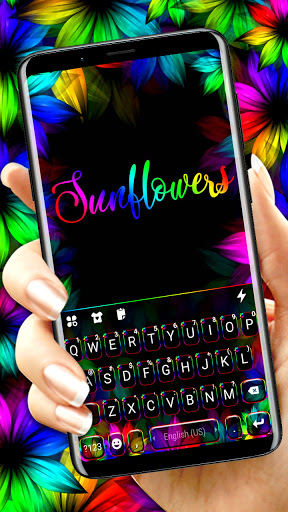 Android application Neon Sunflowers Keyboard Backg screenshort