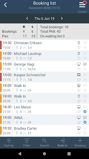 Android application DinnerBooking Business screenshort