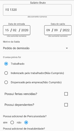 Calculadora de Rescisão Screen 3