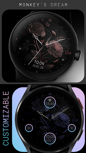 Android application Rose Gold Flowers watch face screenshort