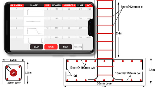 Android application Bar bending schedule rebar bbs screenshort