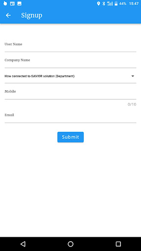Android application SAVIORHelpDesk screenshort