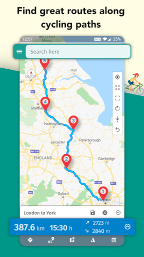 Android application Maplocs: Bike Route Planner screenshort