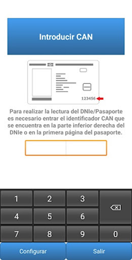 Android application DNI3, Lectura DNIe/Pasaportes screenshort