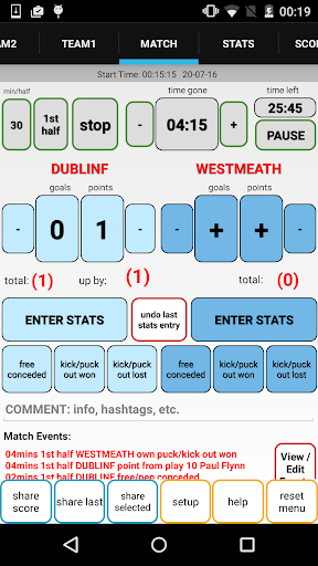 Android application GAA Scores Stats Plus screenshort