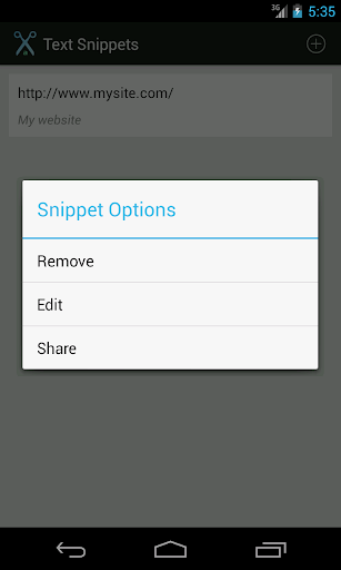Text Snippets Screen 3