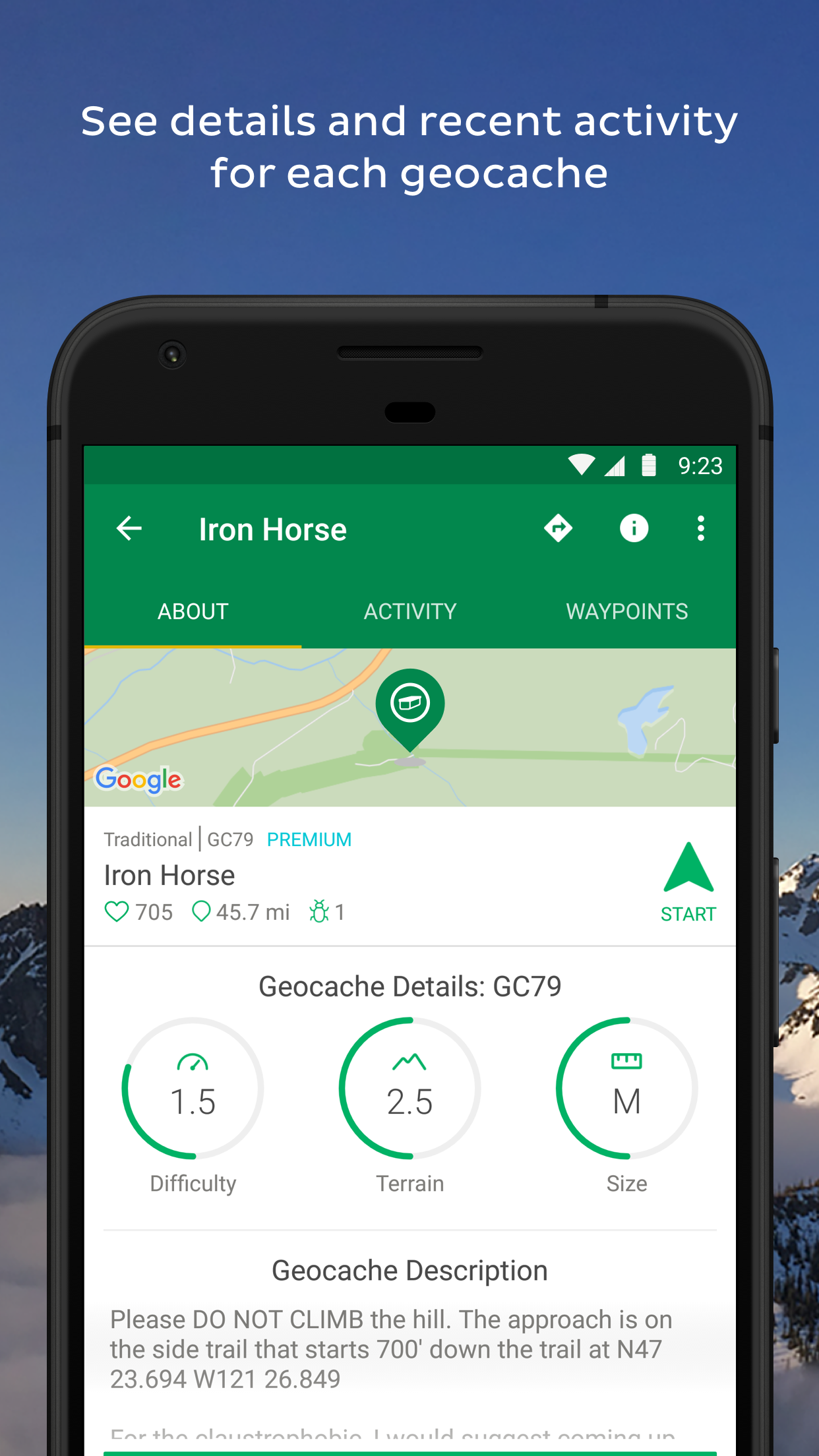 Android application Geocaching® screenshort