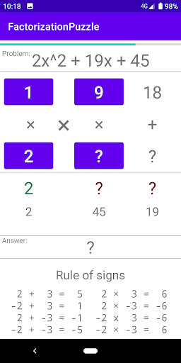 Factorization Puzzle Screen 3