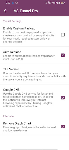 Android application VS Tunnel Pro screenshort