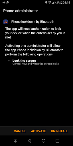 Phone lockdown by Bluetooth Screen 2
