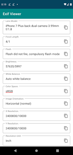EXIF Viewer - Easy Copy Screen 3