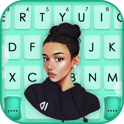 Cool Young Girl Keyboard Backg logo