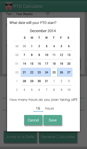 PTO Calculator Screen 3