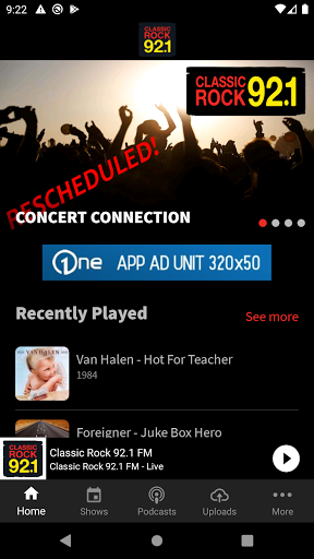Android application Classic Rock 92.1 WBVX screenshort