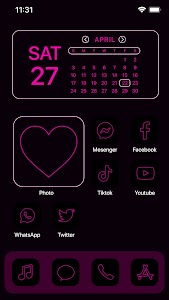 Wow Pink Neon Theme, Icon Pack Unknown