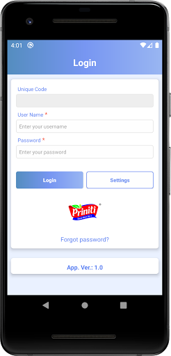 Android application Priniti SFA screenshort