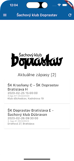 Android application Šachový klub Doprastav screenshort