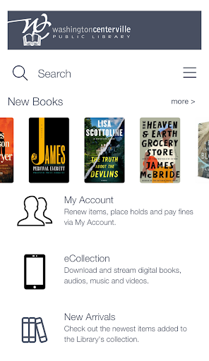 Android application Washington-Centerville Library screenshort