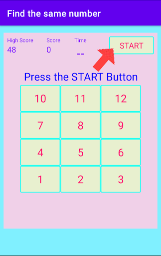 Android application Find the same number screenshort
