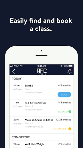 Screenshot of AFC Fitness Mobile