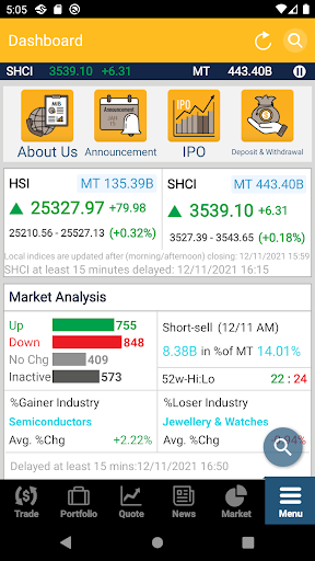 Android application Trade HK screenshort