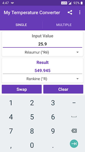 My Temperature Converter Screen 2