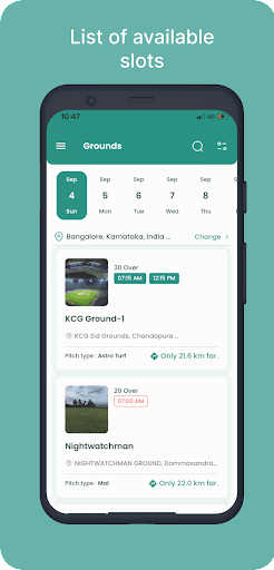 Android application BookMyGame screenshort