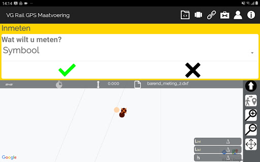 Android application VG Rail GPS Maatvoering - Meet screenshort