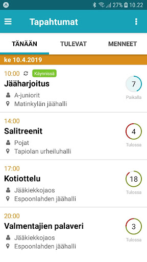 Android application myClub Coach screenshort
